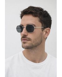 SVNX - Hexagon Metal Frame Sunglasses With Mirror Lenses - Lyst