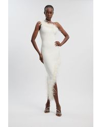 Karen Millen - Feather Figure Form Bandage Knit Maxi Dress - Lyst