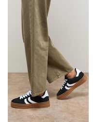 Oasis - Lorina Faux Suede Lace Up Platform Trainers - Lyst