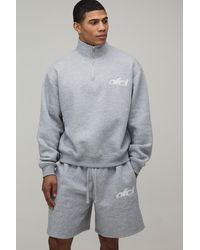BoohooMAN - Oversized Boxy Ofcl 1/4 Zip Short Tracksuit - Lyst