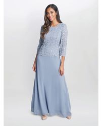 Gina Bacconi - Virginia Maxi Lace Dress With Chiffon Skirt - Lyst