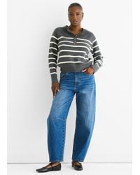 Gini London - Recycle Stripe Button Up Loose Fit Knit Jumper - Lyst