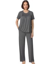 DKNY - Short Sleeve Top And Pant Pyjama Sleep Set With Pleats - Lyst