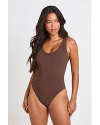 Boohoo - Textured Scoop Swimsuit - Lyst