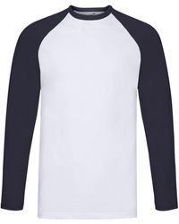 Fruit Of The Loom - Adult Contrast Long-Sleeved Baseball T-Shirt /Deep) - Lyst