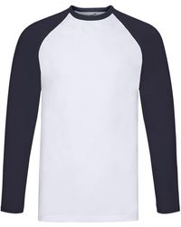 Fruit Of The Loom - Contrast Long-Sleeved Baseball T-Shirt /Deep) - Lyst