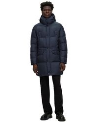 BOSS - Solid Patterned Hooded Puffer Coat - Lyst
