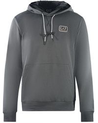 EA7 - Branded Patch Logo Iron Gate Hoodie - Lyst