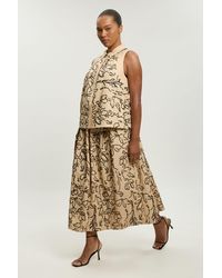 Karen Millen - Plus Size Linen Matte Sequin Midi Skirt - Lyst