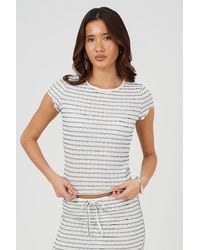 Brave Soul - Textured Jersey Stripe Short Sleeve Top - Lyst