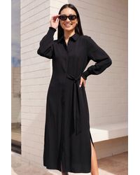 Roman - Tie Waist Buttoned Shirt Dress - Lyst