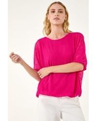 Roman - Mesh Bubble Hem Stretch Top - Lyst