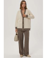 Hiccup - Buttoned Cardigan & Textured High Waist Knit Pants Co-Ord Set - Lyst