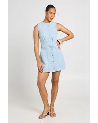 Boohoo - Seam Detail Button Down Denim Mini Dress - Lyst