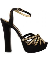 Dolce & Gabbana - Viscose Ankle Strap Heels Sandals Shoes Silk - Lyst