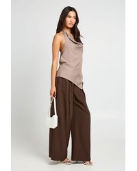 Boohoo - Tie Panel Detail Wide Leg Tailored Trousers - Lyst