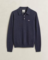 GANT - Superfine Lambswool Long Sleeve Polo - Lyst