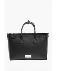 Maison Margiela - Mm11 Gestructureerde Leren 5ac Daily Tote Bag Met Canvasdetail In Zwart - Lyst