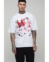 BoohooMAN - Tall Oversized Extended Neck Disney Mickey & Minnie Mouse License Printed T-Shirt - Lyst
