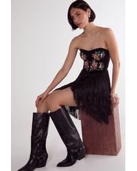 Nasty Gal - Limited Hand Embroidered Beaded Bandeau Fringe Tiered Mini Dress - Lyst