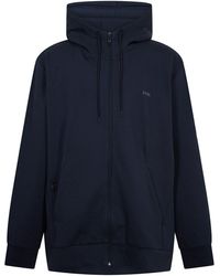 BOSS - Saggy Solid Patterned Hooded Drawstring Ribbed Cuff Sweat Jacket - Lyst