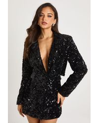 Boohoo - Structured Velvet Lace Demask Blazer Dress - Lyst