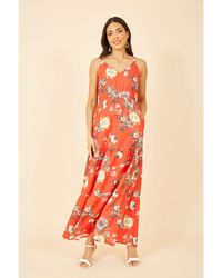 Yumi' - Floral Strappy Tiered Maxi Dress - Lyst