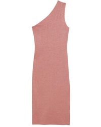 Ted Baker - Kaleyy One Shoulder Lurex Knit Midi Pale Dress - Lyst