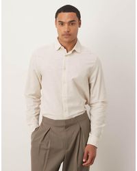 ASOS - Regular Smart Linen Blend Shirt With Penny Collar - Lyst