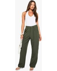 Boohoo - Pleated Front Woven Straight Leg Trouser - Lyst