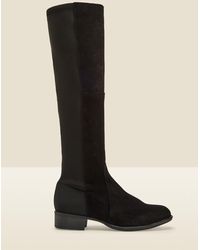 Sosandar - Gia Suede Flat Knee High Boot With Elastic Panel Leather - Lyst