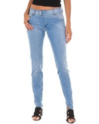 Met - Long Denim Pants Worn Effect Made Of Elastic Fabric 70Dbf0518 - Lyst