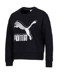 PUMA - Classics Logo Metallic Crew Sweatshirt 597405 71 Cotton - Lyst