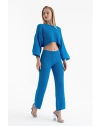 Hiccup - 2 Pieces: Crew Neck Knitted Long Sleeve Oversized Top & Mid Rise Straight Leg Trousers - Lyst