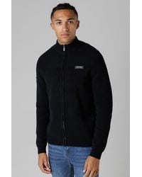 Firetrap - Cotton Rich Zip Through Funnel Neck Jumper - Lyst