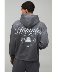 BoohooMAN - Oversized Boxy Hamptons Over Seams Printed Hoodie Cotton - Lyst