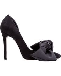 Ginissima - Samantha Suede And Oversized Satin Bow Open Sided Stiletto - Lyst