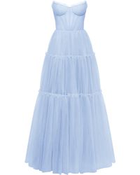 Millà - Light Tulle Maxi Dress With Ruffled Skirt, Garden Of Eden - Lyst