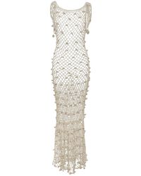 Andreeva - Malva Metallic Handmade Crochet Maxi Dress - Lyst