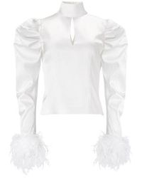 Lita Couture - Taffeta Blouse With Feathers - Lyst