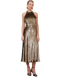 UNDRESS - Farah Golden Velvet Silk Midi Dress With Open Back - Lyst