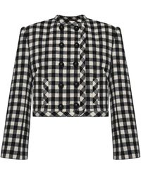 KEBURIA - Checked Double-Breasted Jacket - Lyst