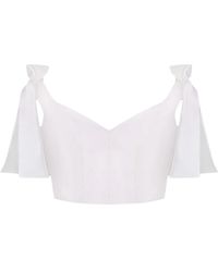 Total White - Satin Top With Bows - Lyst