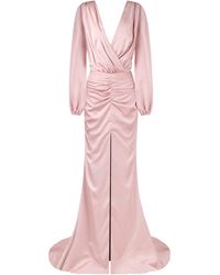 Millà - Fancy Misty Rose Silk Maxi Evening Dress - Lyst