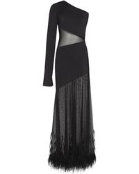 Millà - One-Shoulder Maxi Dress With Feather-Trimmed Bottom, Xo Xo - Lyst