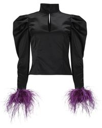 Lita Couture - Taffeta Blouse With Feathers - Lyst