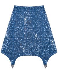 GURANDA - Shiny Denim Mini Skirt - Lyst