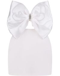 Total White - Mini Dress With A Bow - Lyst
