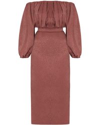 UNDRESS - Delia Terracotta Off Shoulder Midi Dress - Lyst