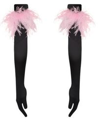 Nue - "Drama" Silk Gloves With Feathers - Lyst